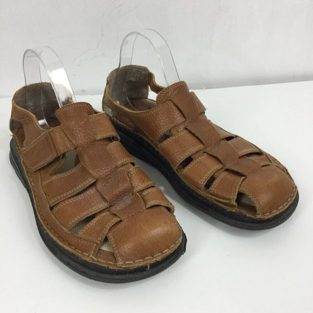 Brown Shoe Co. Mens Mc Farland Leather Strap Sandals Brown Size 11M 24933-7